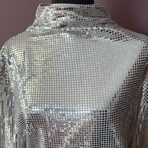 Silver Sequin Women's Top by Zara, XL